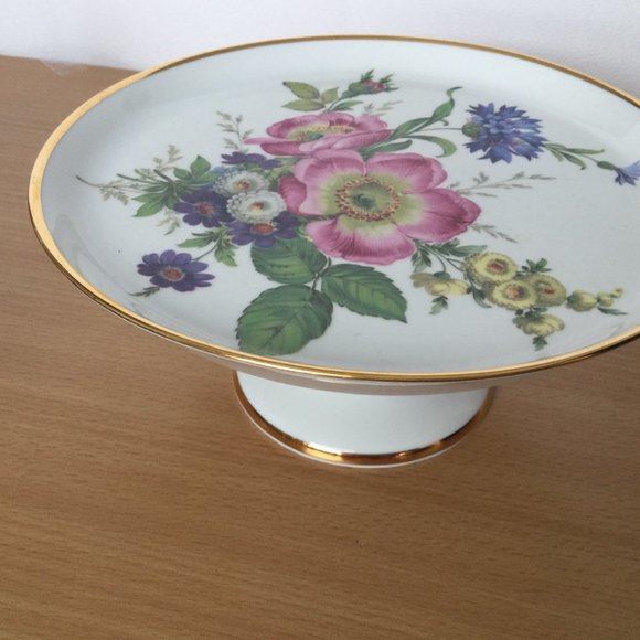 Gloria Fine Porcelain Bavaria Handwork Bayreuth footed candy cake dish pedestal - Picture 3 of 5